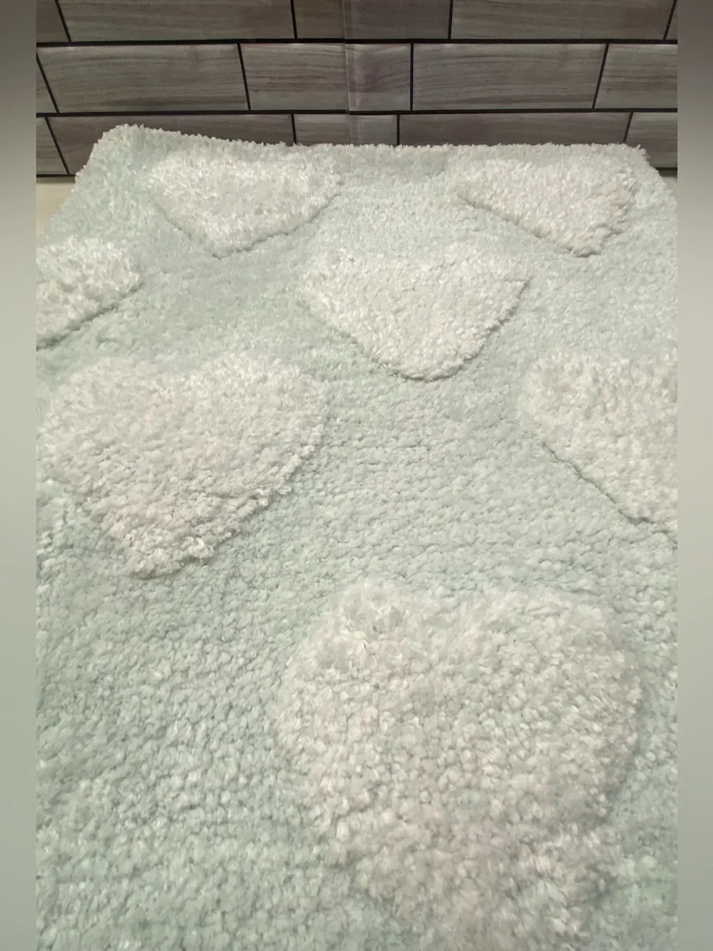 Caro Home ❤️White Heart  Cozy Bath Rug 20x32” Pastel green NWT